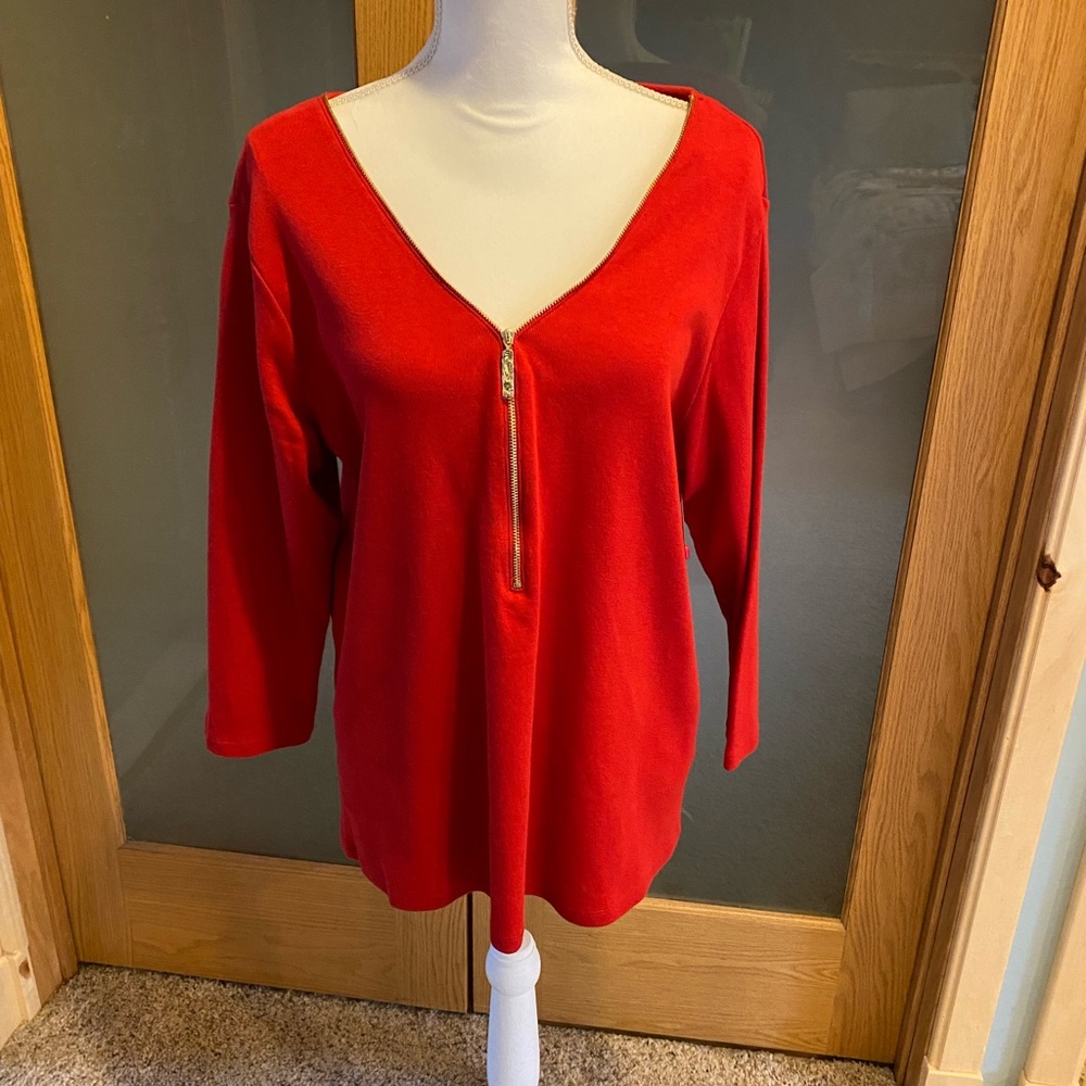 Womens red sweater with zipper. I also have this in Royal Blue. $6